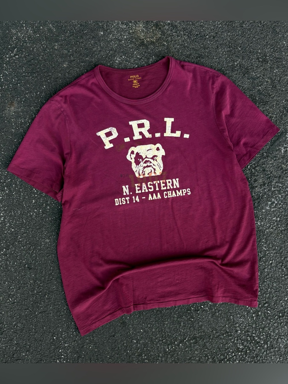 Polo Ralph Lauren Shirt XXL 2XL Mens Burgundy Bulldog Graphic Custom Fit Tee